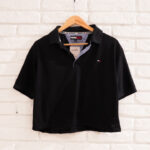 Upcycled cropped polo shirt