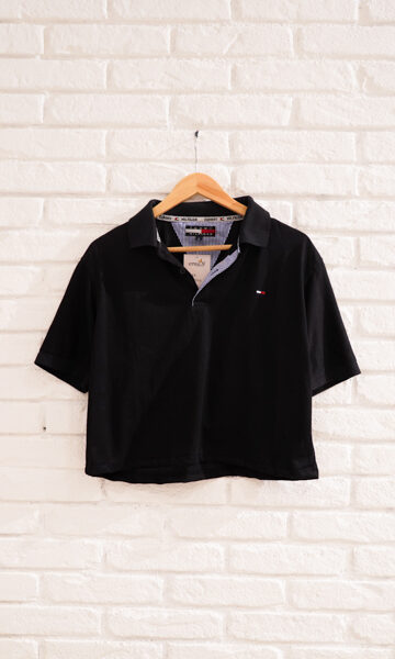 Upcycled cropped polo shirt